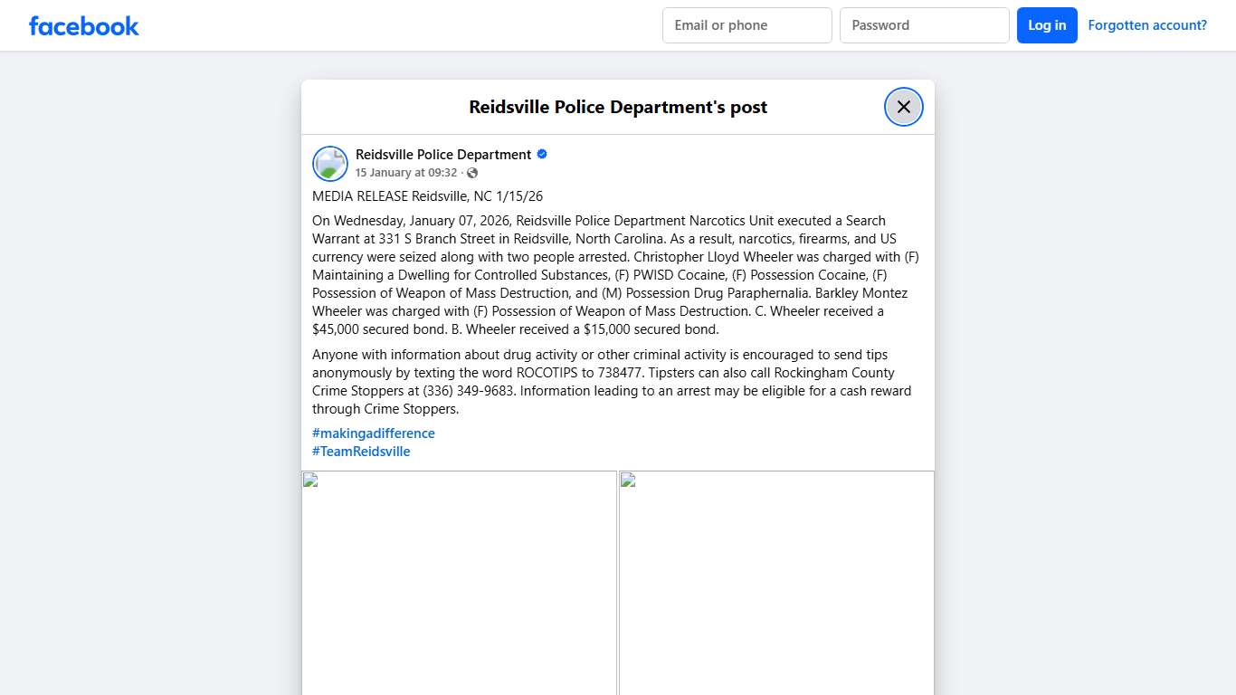 MEDIA RELEASE Reidsville,... - Reidsville Police Department Facebook