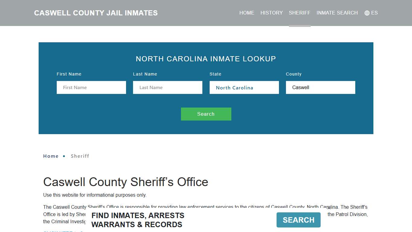 Caswell County Sheriff, NC Arrest Warrant Lookup